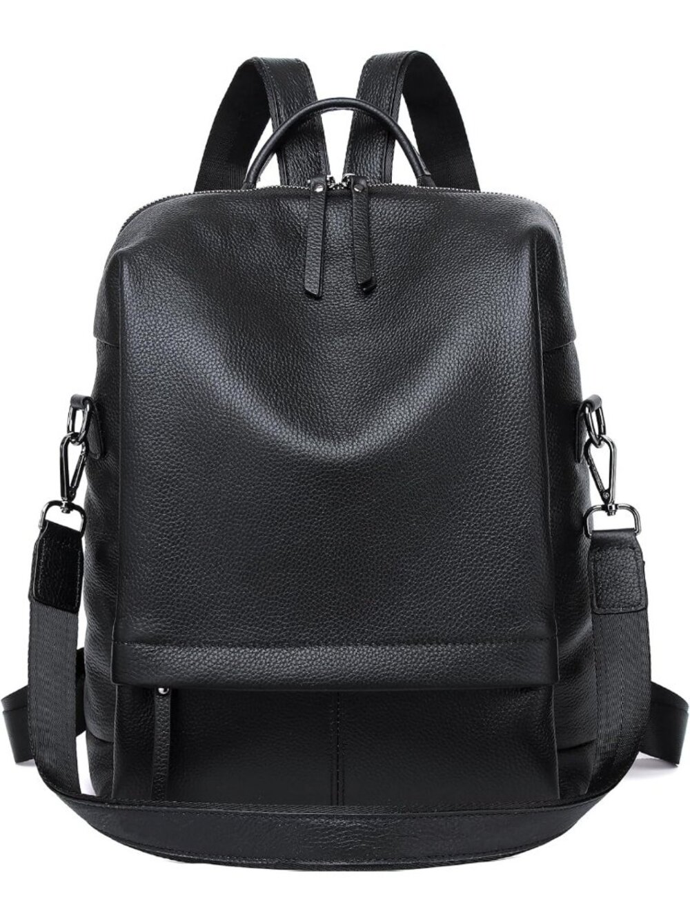 Stylish Black Genuine Leather Backpack Purse for Women - Chic & Versatile Bag